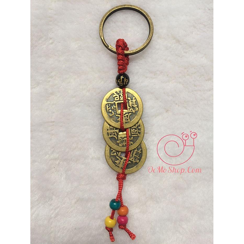 Móc khoá 3 đồng tiền phong thủy may mắn
