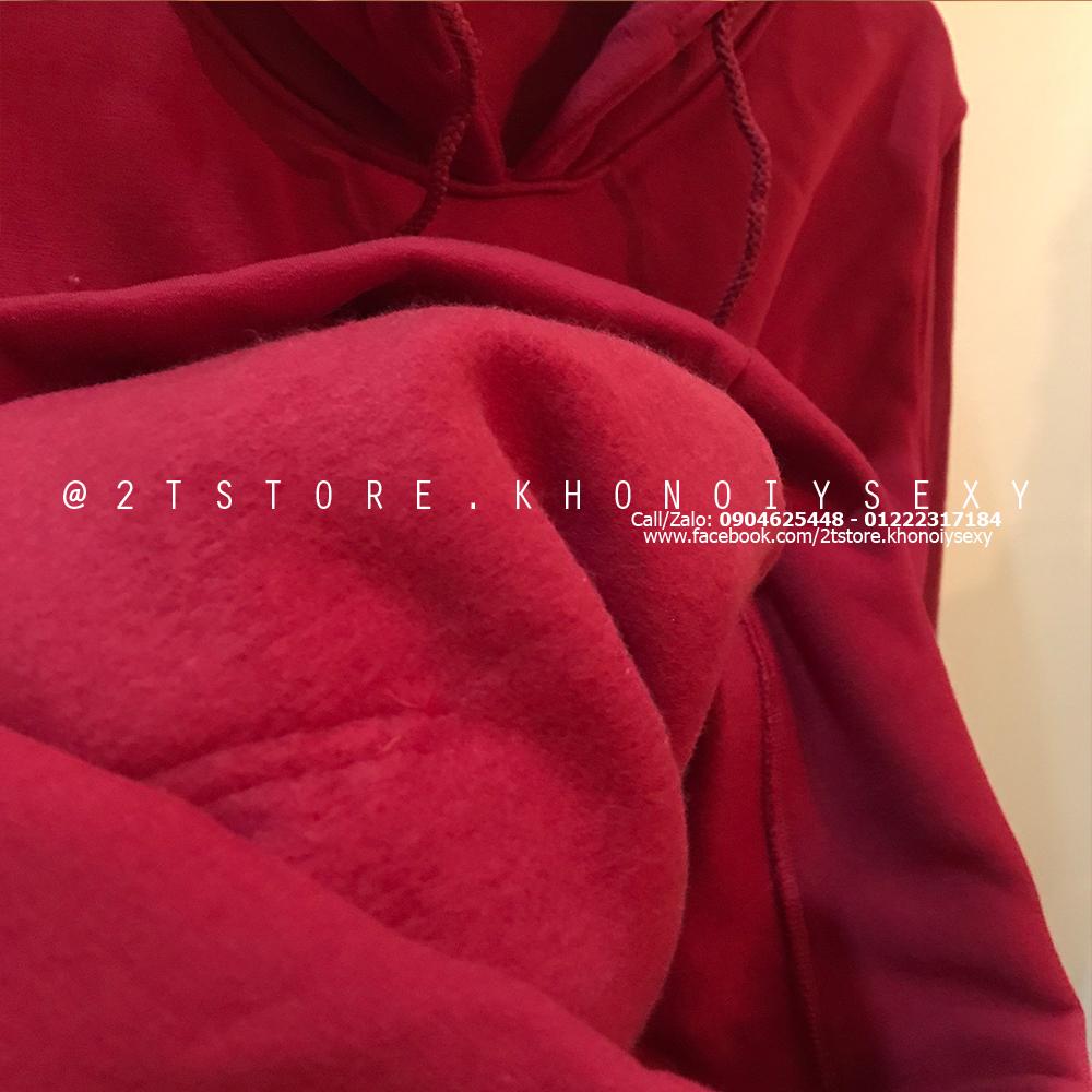 2T STORE ÁO KHOÁC HOODIE NỈ CÓ NÓN TRƠN MÀU ĐỎ 2TAKN08001-23.jpg