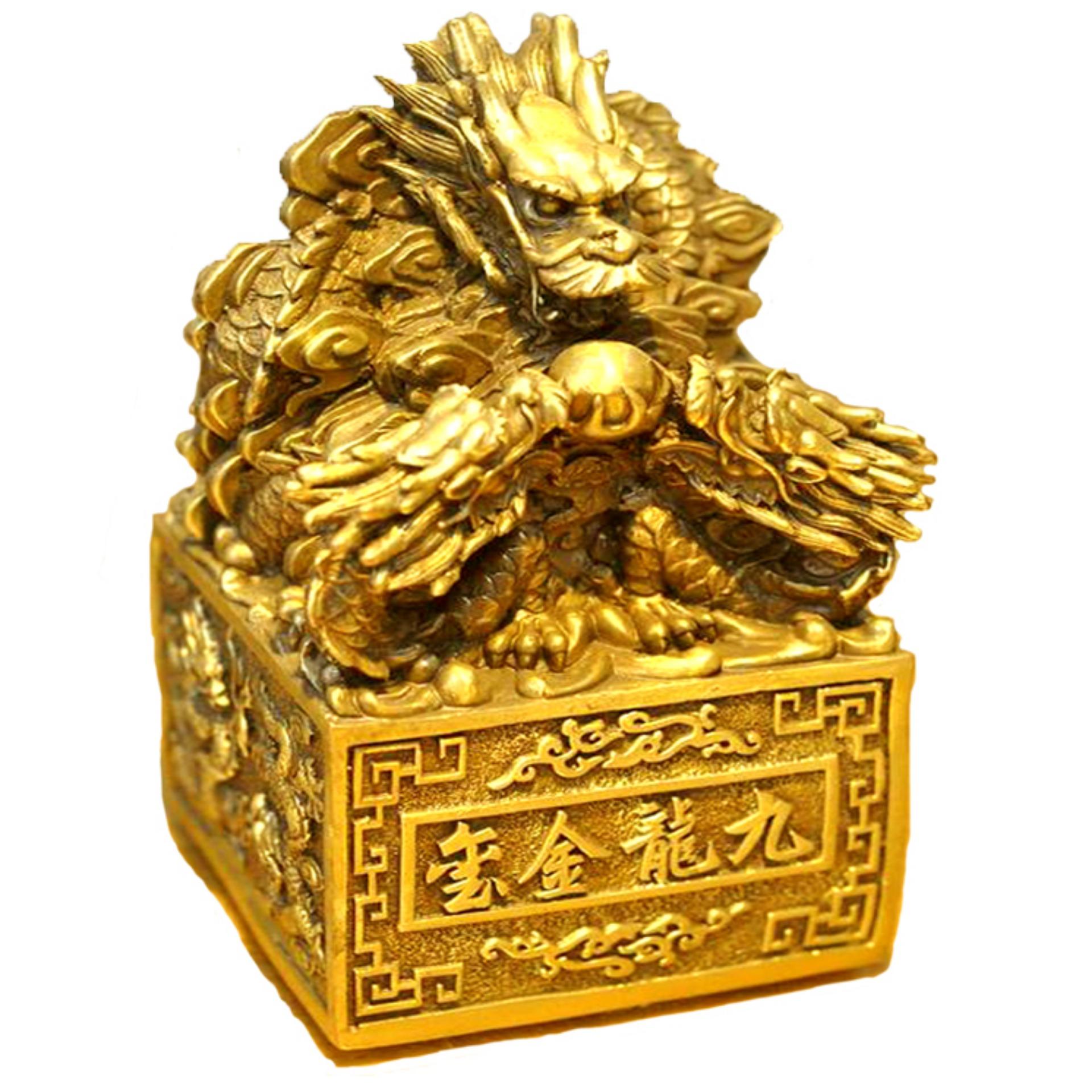 Cửu long kim ấn đồng vàng - cỡ đại