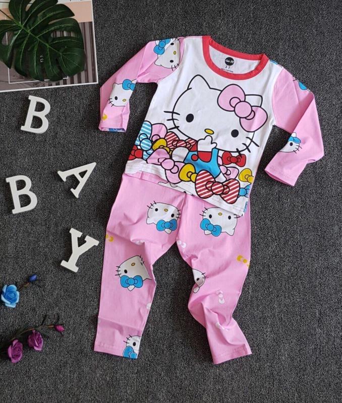 Nơi bán Bộ thun tay dài bé gái hình mèo 12-25kg