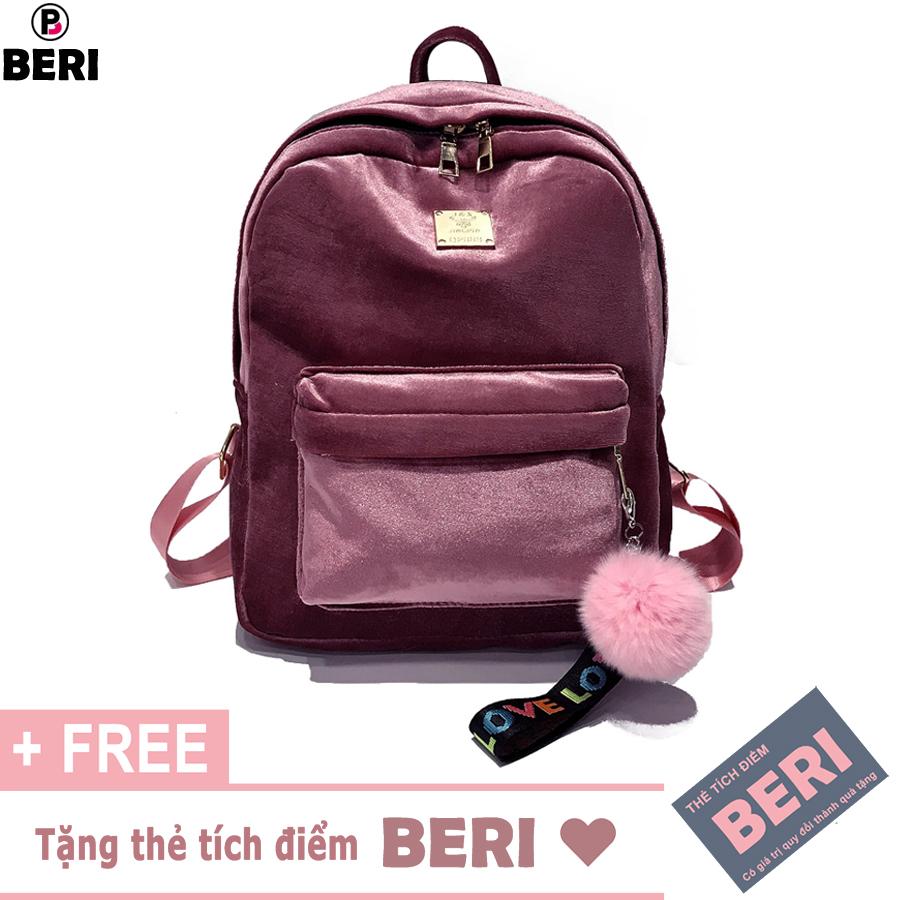 Balo nhung dễ thương beri - balo058