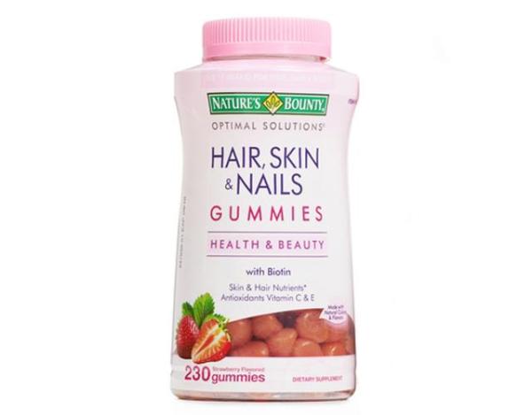 Kẹo Dẻo Natures Bounty Hair Skin & Nails Gummies Health & Beauty with Biotin của Mỹ hộp 230 viên (hộp hồng)