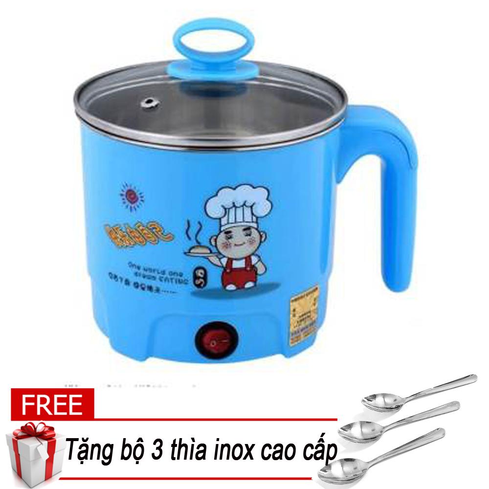 Nồi lẩu mini siêu tốc giá rẻ/nồi lẩu mini đa năng 1.8L, Bếp Lẩu Điện mini, Nồi lẩu điện nồi nấu đa năng siêu tốc, ấm siêu tốc, ca lẩu điện, ca lau dien, Ca nấu mì siêu tốc - Tặng bộ 3 thìa inox cao cấp