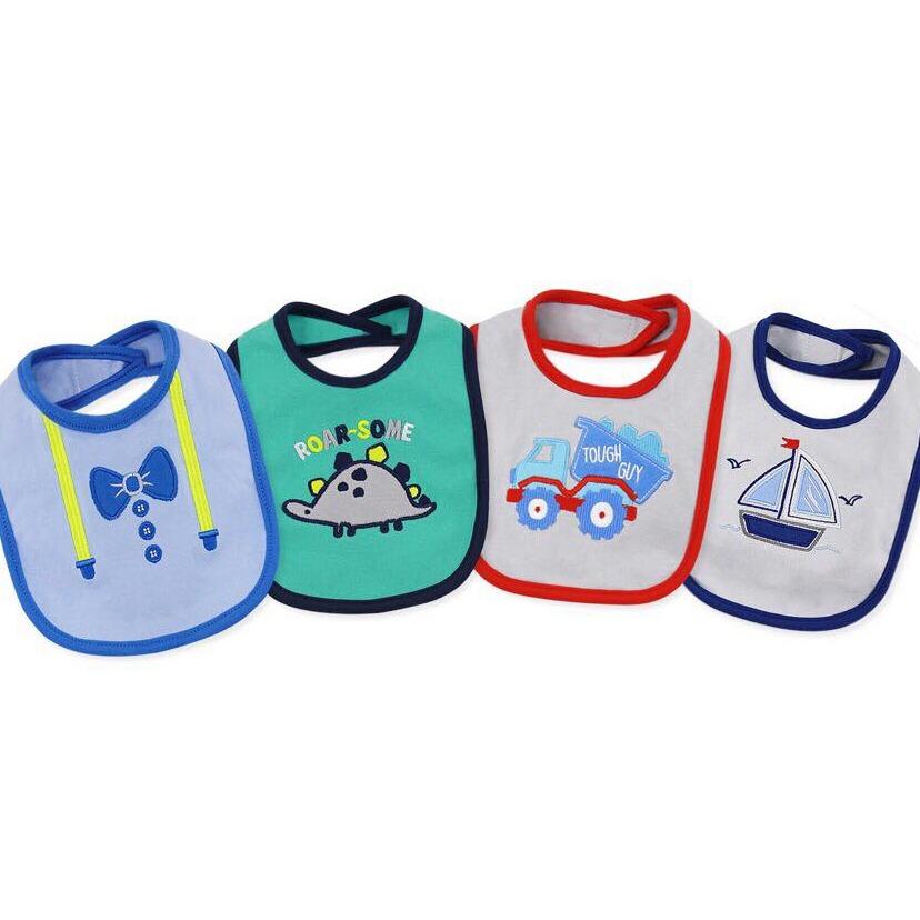 Set 4 yếm dán cotton xuất dư cho bé sơ sinh