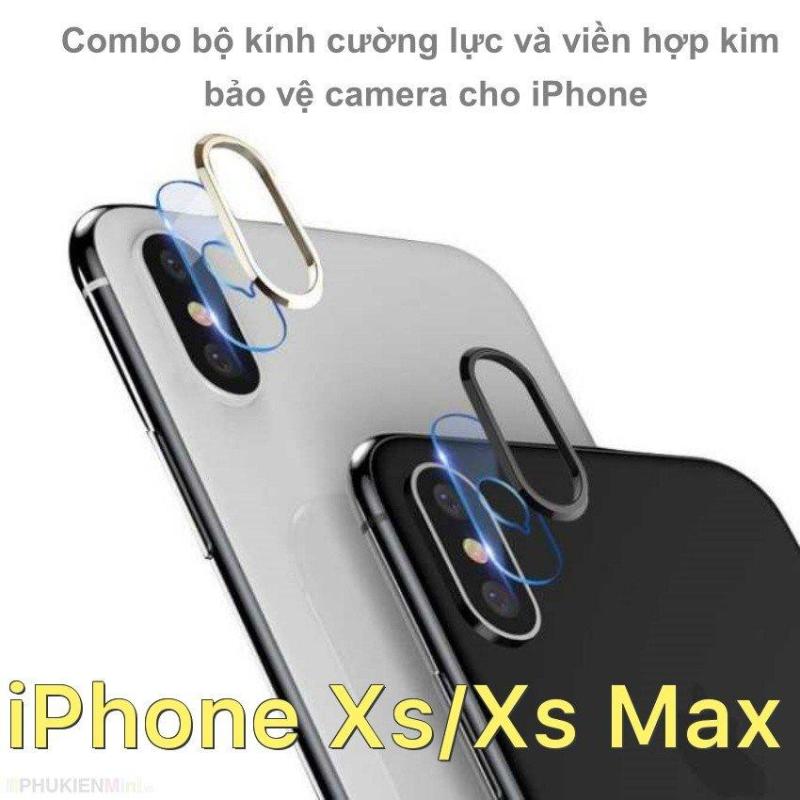 Combo bộ kính cường lực dán camera và viền hợp kim bảo vệ camera cho iPhone Xs/Xs Max