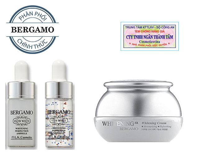 [HCM]Combo kem dưỡng trắng da &Set 2 siêu tinh chất dưỡng trắng Bergamo Snow White & Vita-White Whitening Perfection Ampoule 2 lọ ( HÀNG CHÍNH HÃNG )+Tặng Mặt Nạ Hàn Quốc