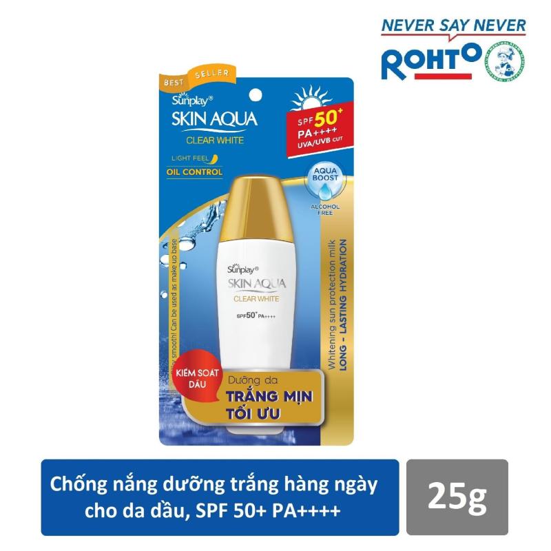 Sữa chống nắng hằng ngày dưỡng trắng Sunplay Skin Aqua Clear White SPF 50+, PA++++ 25g nhập khẩu