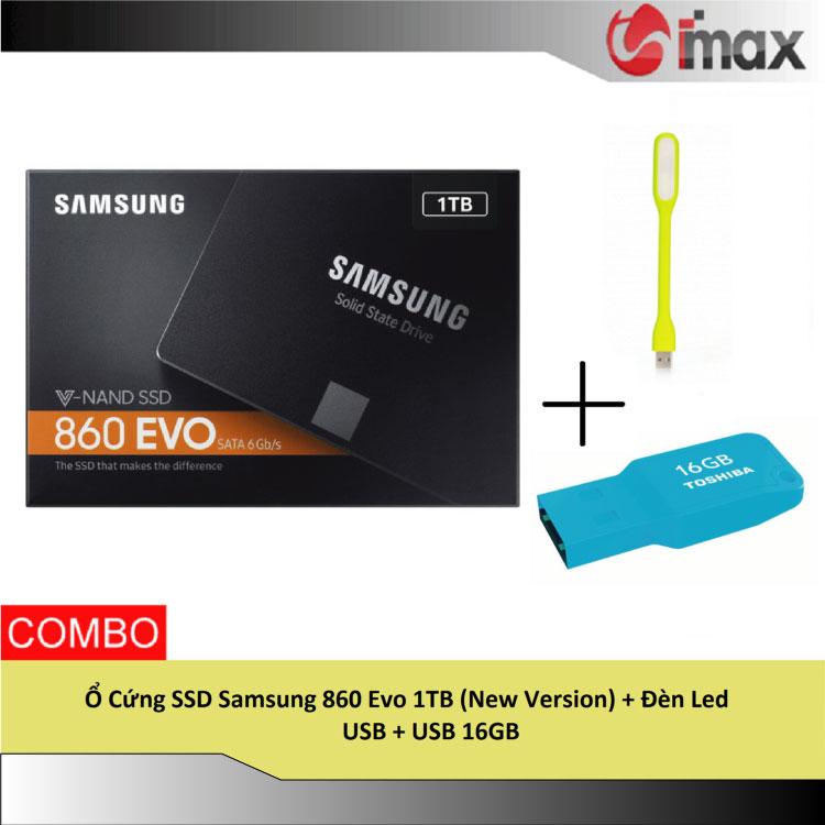 Ổ cứng ssd samsung 860 evo 1tb + đèn led usb + usb 16gb