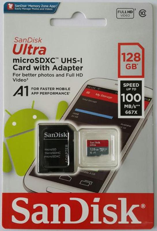 Thẻ nhớ Sandisk Micro SD Ultra A1 128GB Class 10 (100MB/s) + Adapter