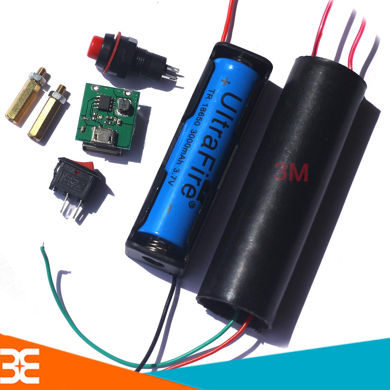 Combo máy đánh lửa 1000kv và phụ kiện ( 01 mạch tăng áp 1000kv, 01 pin 3000mah, 01 đế pin 18650x1, 01 nút đề nhựa, 01 công tắc kcd1-11, 01 mạch sạc pin mini, 02 cọc đồng 2cm+ốc )
