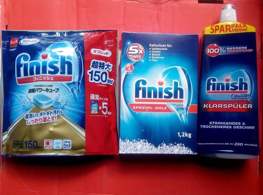 Bộ viên rửa bát finish 150 viên+ muối rửa bát finish 1,2kg+ nước làm bóng finish 1150ml