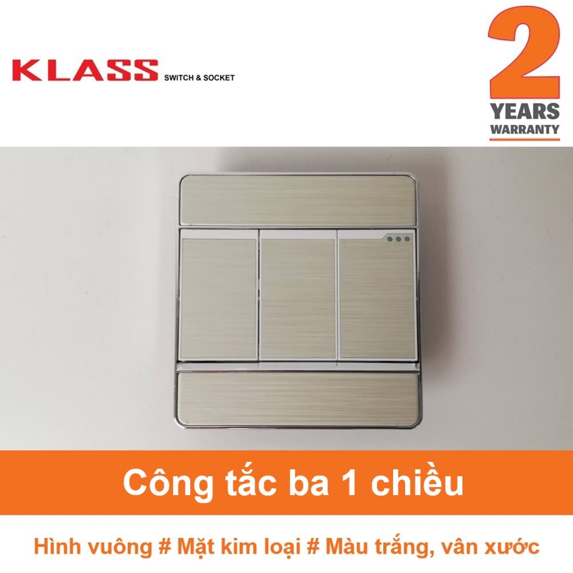 Công tắc ba 1 chiều hình vuông màu trắng xám klass 86km5-005