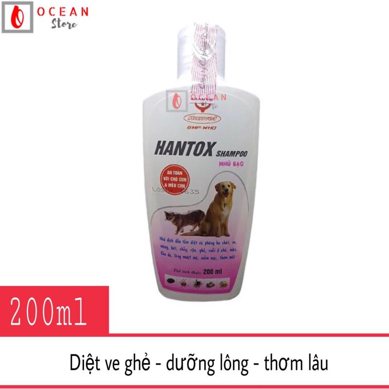 Sữa tắm sạch ve ghẻ, dưỡng lông chó mèo - Hantox Sampoo Hồng