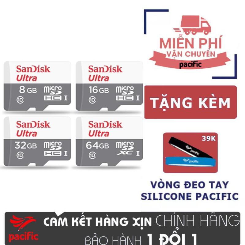 Thẻ nhớ SanDisk 32GB Ultra MicroSD Class10 80MB/s +(16GB / 64GB / 128GB) - Tặng Vòng đeo tay Silicone Pacific
