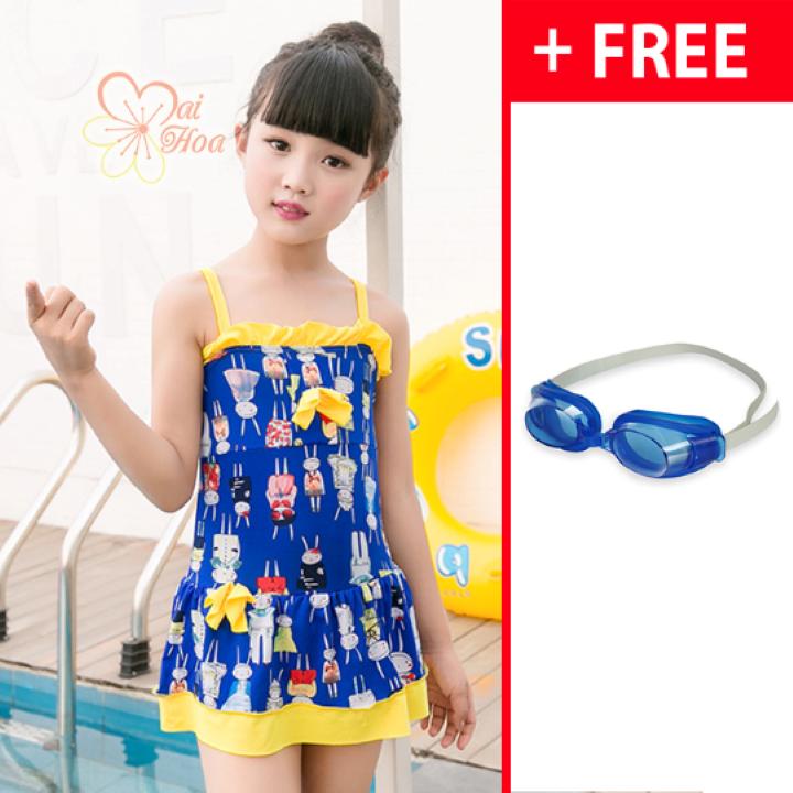 Combo 2 món đồ bơi bé gái + kính bơi bb002 mai hoa
