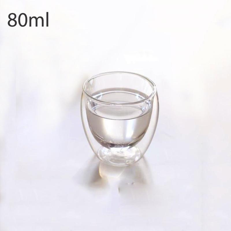 Cốc (ly) thủy tinh 2 lớp giữ nhiệt loại nhỏ uống trà và cafe 80ml