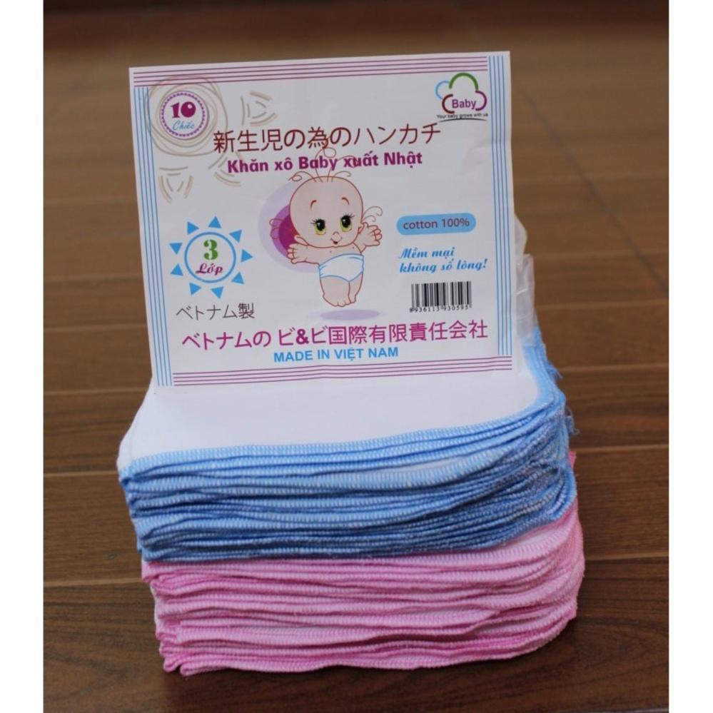 Combo 3 bịch khăn sữa 3 lớp xuất nhật 30 chiếc