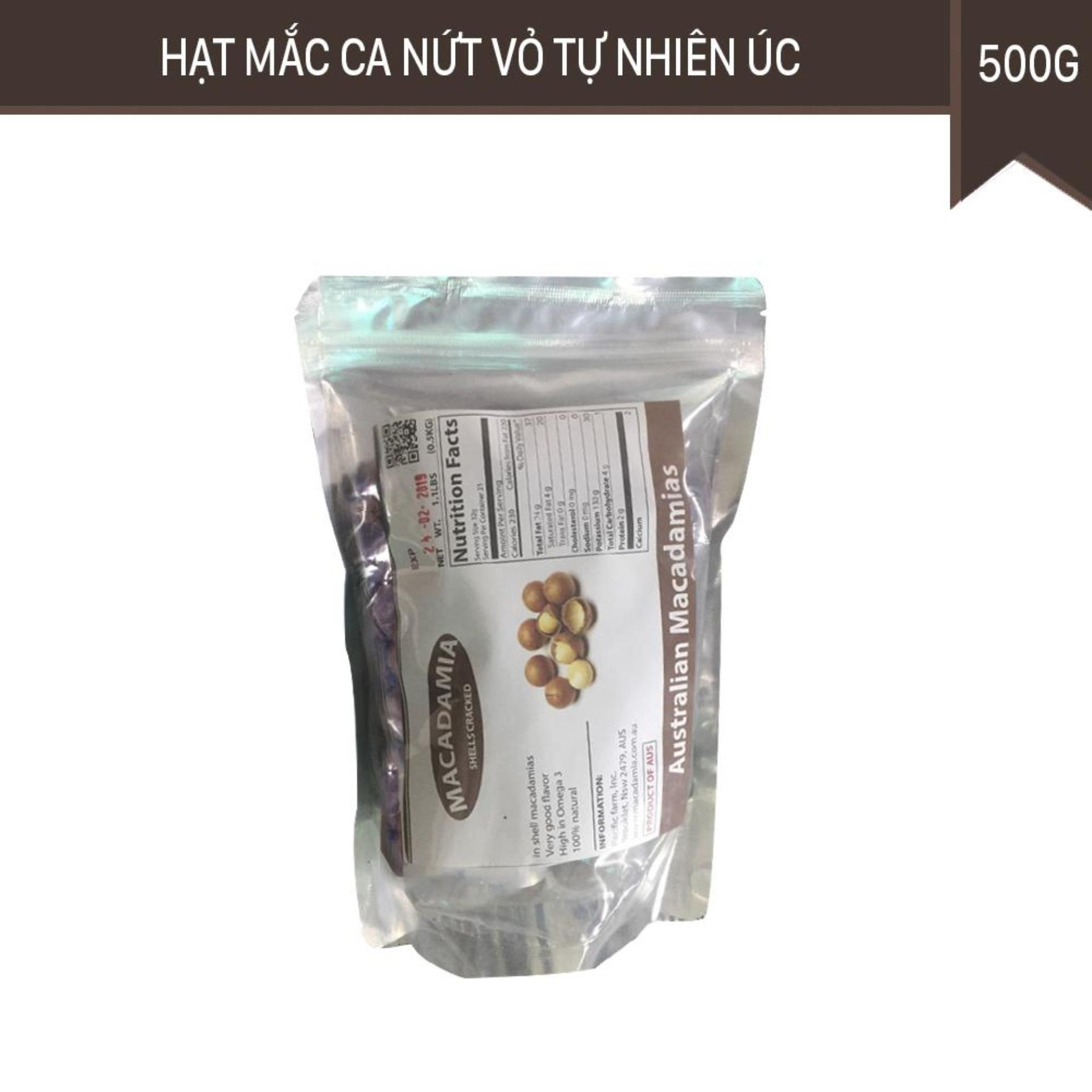 HCMBộ 2 gói Hạt mắc ca Macadamia nứt vỏ Úc 500G