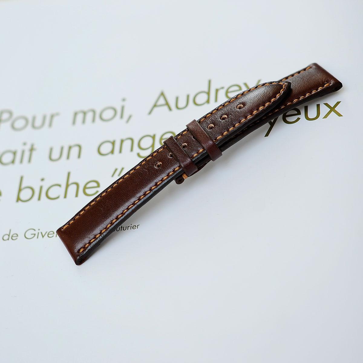 Dây đồng hồ nam da bò handmade mầu nâu  - Dây đồng hồ Mino Crafts size22-20mm DA1901A