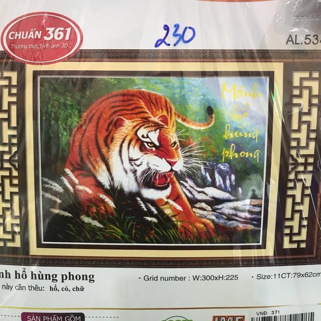 Tranh thêu hổ cọp Mãnh Hổ Hùng Phong 3D AIluo AL53493
