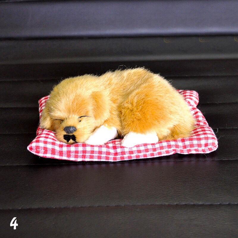 [HCM]Chó Nhồi Bông phát âm thanh Đẹp Như Thật Trang Trí Xe Hơi Phòng Khách Bàn Làm Việc