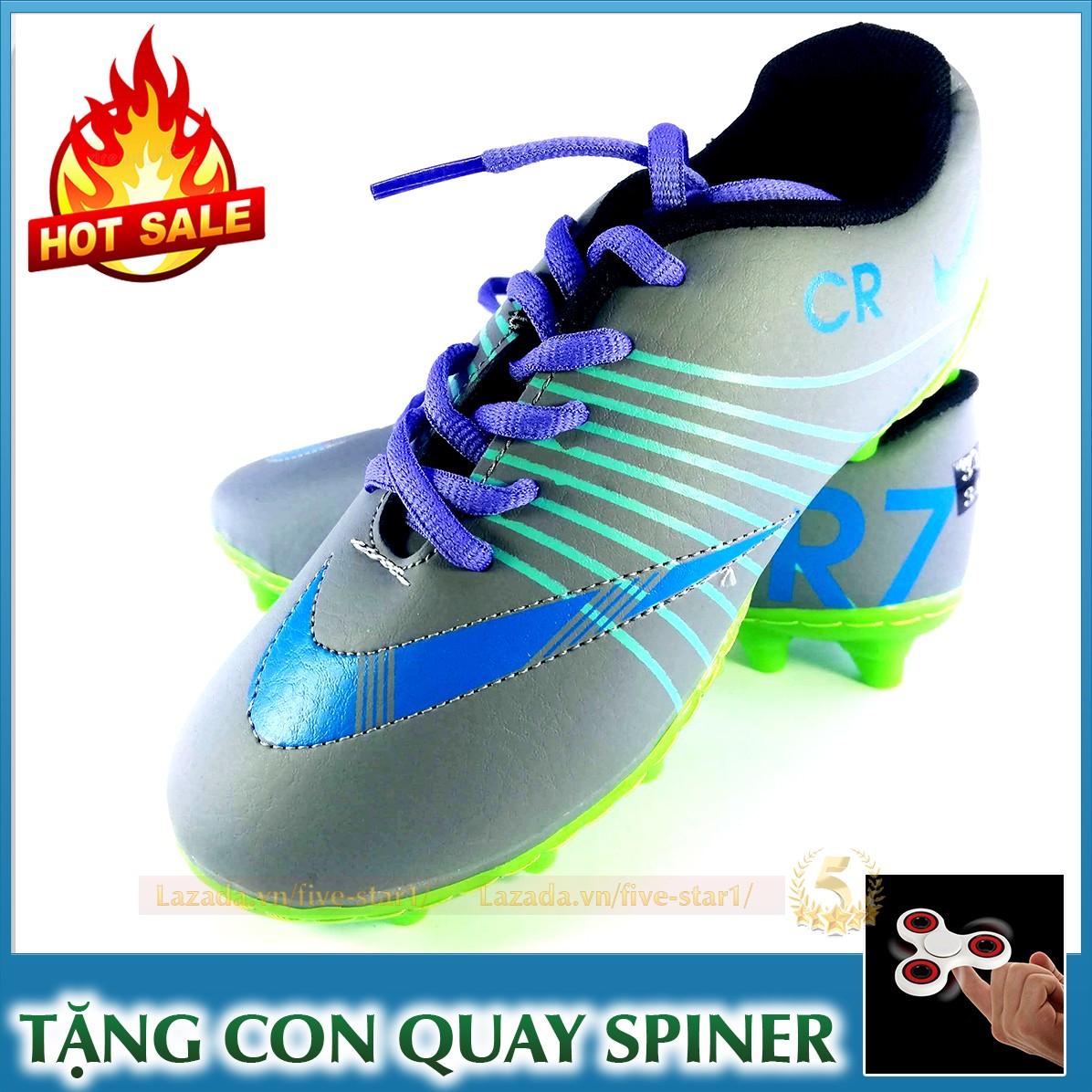 Giày bóng đá trẻ em cao cấp cr7: chống thấm nước - siêu nhẹ + tặng con quay spiner