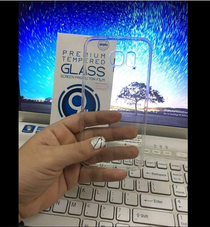 Ốp lưng dẻo silicon cao cấp cho Samsung S6 Tặng kính cường lực