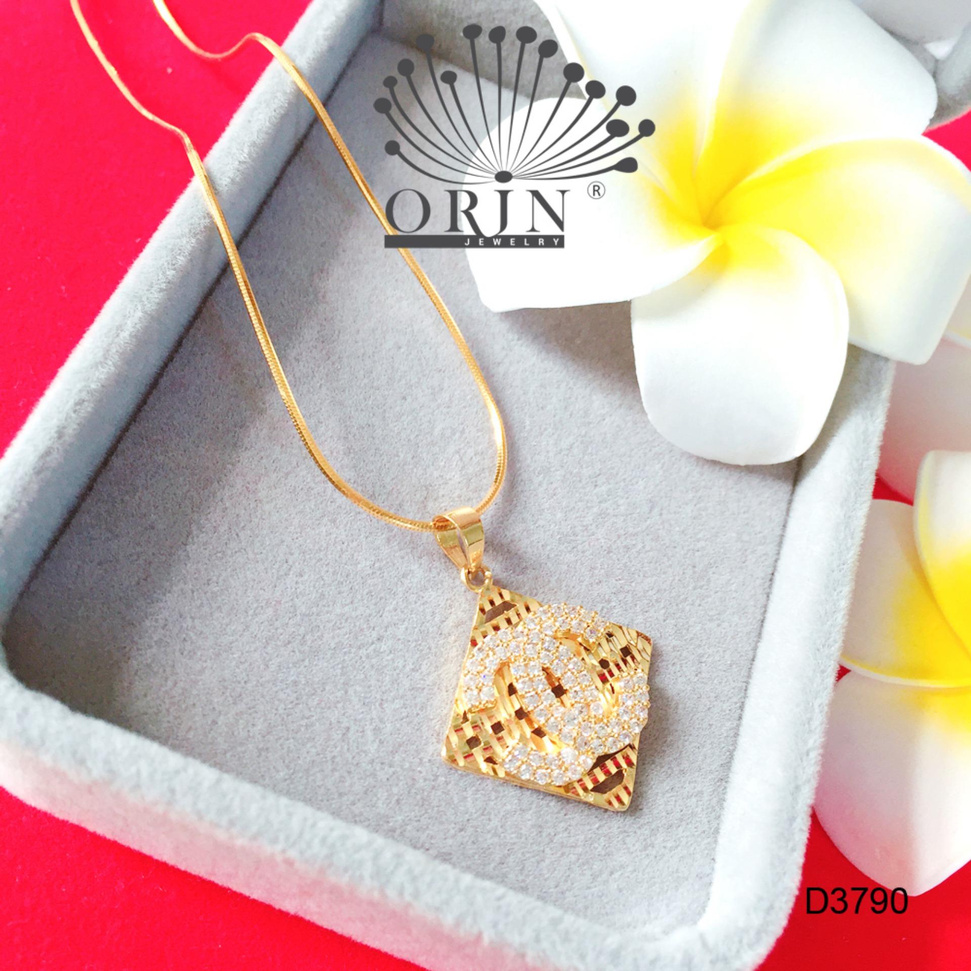 Dây chuyền chữ x vuông  đính đá dây mì khóa tròn cao cấp Orin D3790 - Long Tien