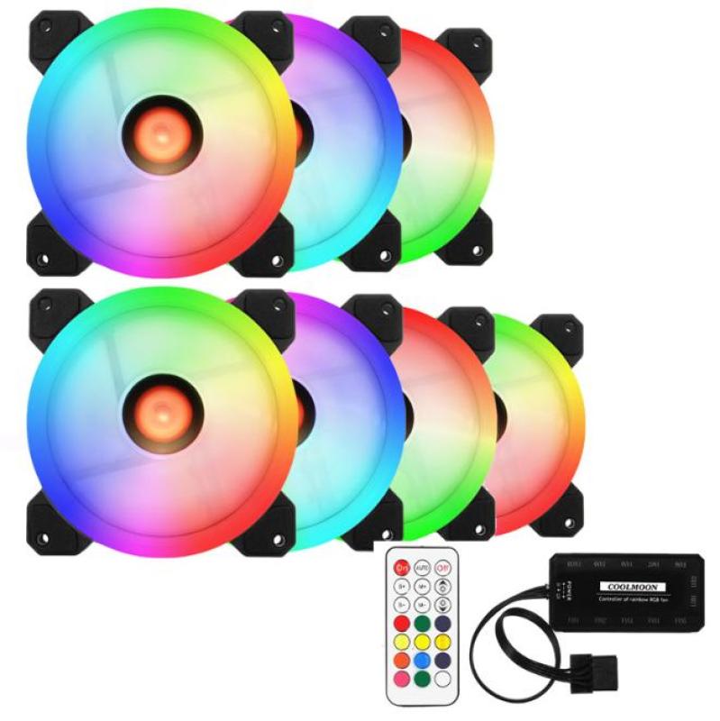 Bảng giá Bộ 7 Fan case Coolman Sunshile Led RGB Dual Ring 16 Triệu màu, 366 hiệu ứng - Kèm Hub Và Điều Khiển Phong Vũ