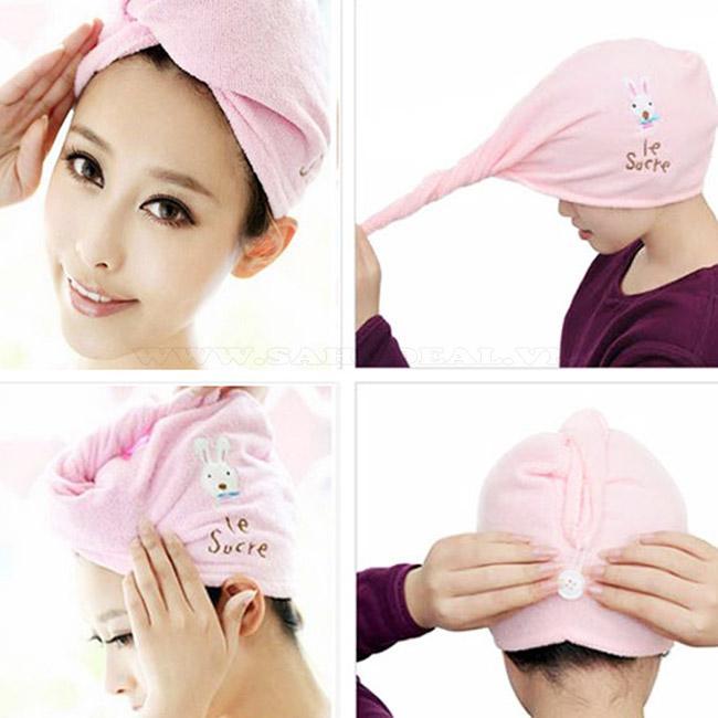 COMBO 2Mũ Trùm Đầu Khi Tắm, Hấp Tóc Khăn Trùm Tóc tiện dụng khi tắm Màu ngẫu nhiên