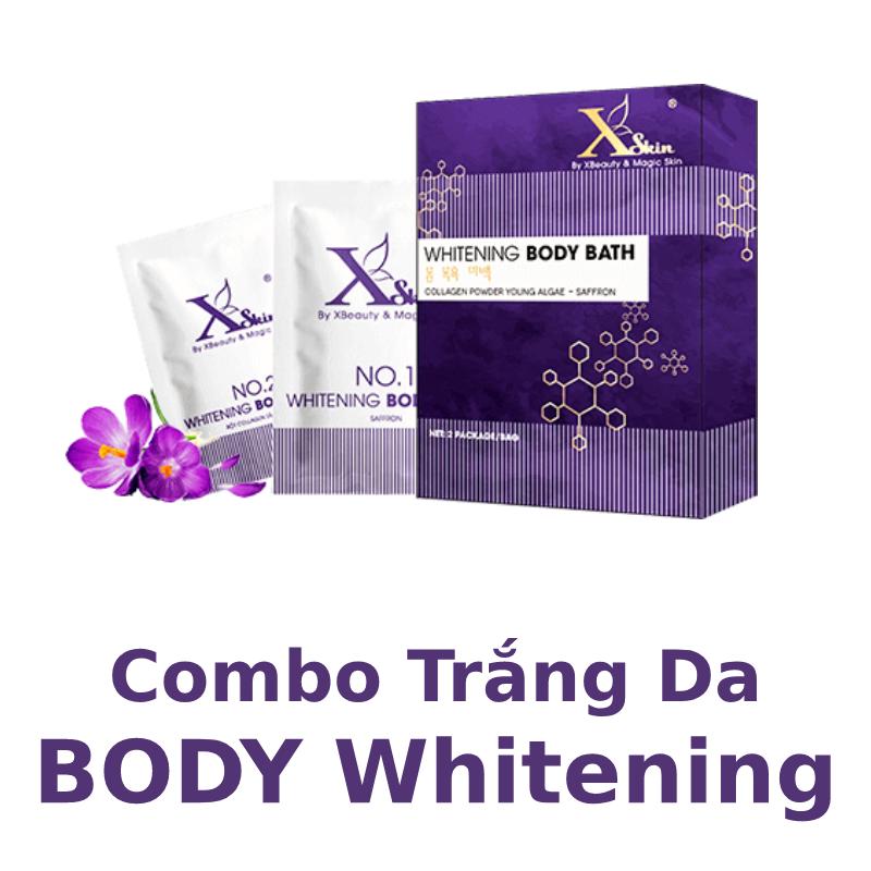 Bộ đôi dưỡng trắng da toàn thân XSKIN Whitening Body Bath gồm Saffron và Kem ủ trắng