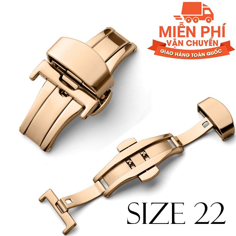 Khóa bướm thép không gỉ dùng cho dây da SIZE 22mm (rose)