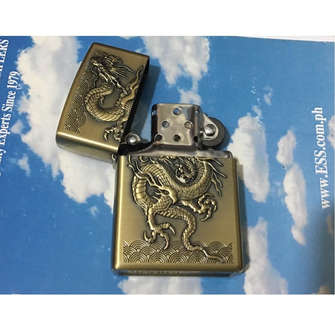 Bật lửa hình rồng phong cách zippo - dùng xăng, đá lửa