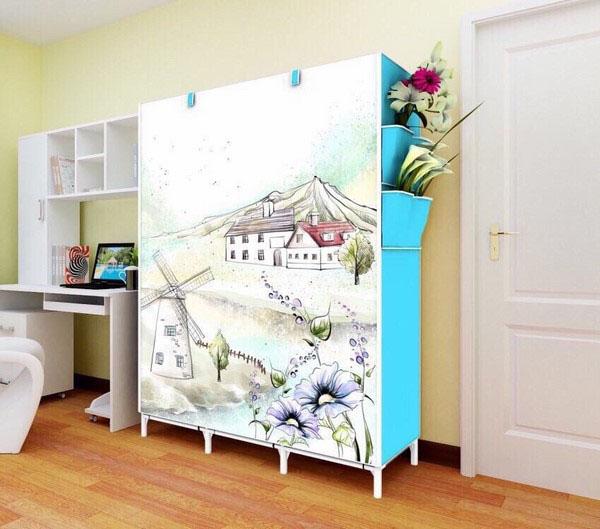 Tủ vải đựng quần áo 3d 3 buồng 8 ngăn gdtuong39