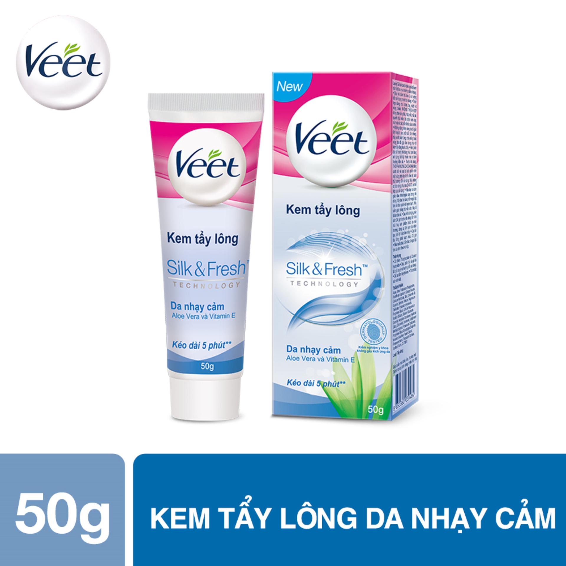 Kem tẩy lông cho da nhạy cảm Veet Silk Fresh 50g cao cấp