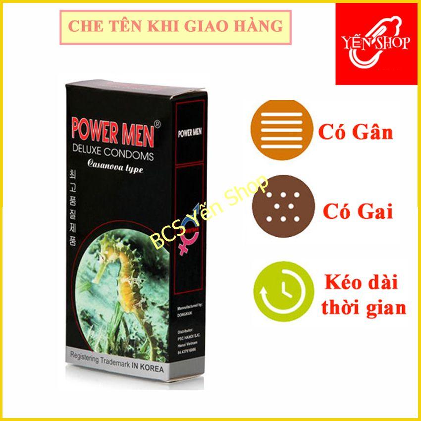 Bao cao su kéo dài thời gian có gai gân Cá ngựa Powermen Longsock Type Hộp 12c (YSBCS) (Còn hàng. CHAT để đc Free Ship)