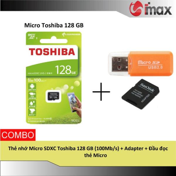 Thẻ nhớ Micro SDXC Toshiba 128 GB (100Mb/s) + Adapter + Đầu đọc thẻ Micro