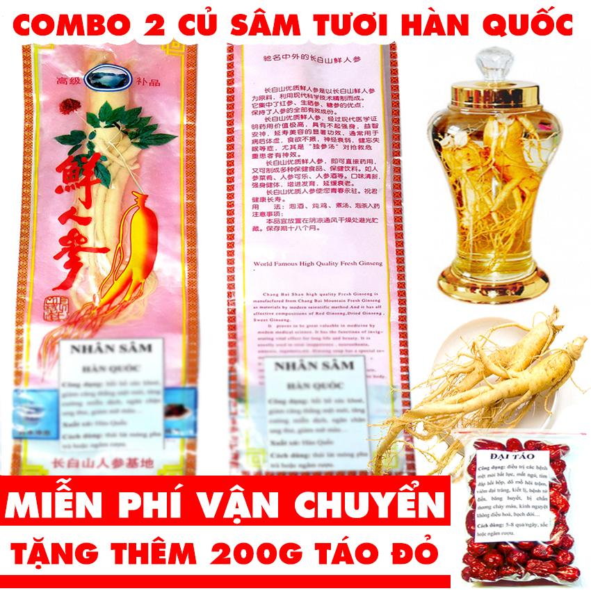Combo 2 Nhân sâm tươi Hàn Quốc (Loại tốt) - Tặng 200gTáo đỏ