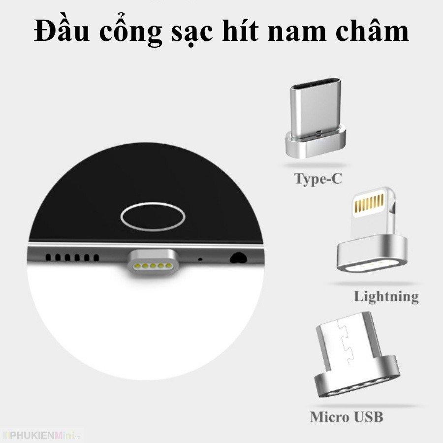 [HCM]Đầu cổng sạc từ tính hít nam châm kiểu bầu dục cổng Lightning Micro USB USB-C (Type C) cho nhiều dòng điện thoại