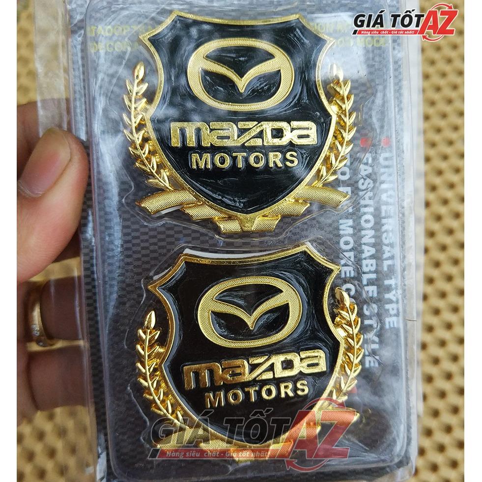 Bộ 2 huy hiệu logo m.a.z.d.a nổi 3d gắn xe ô tô loại cao cấp - mầu vàng