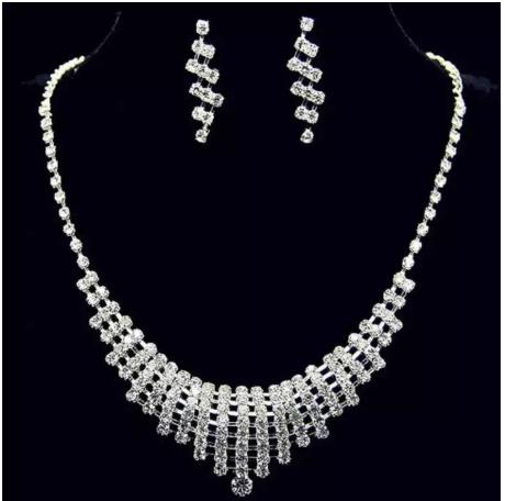 Bộ dây chuyền bông tai xi bạch kim sang trọng