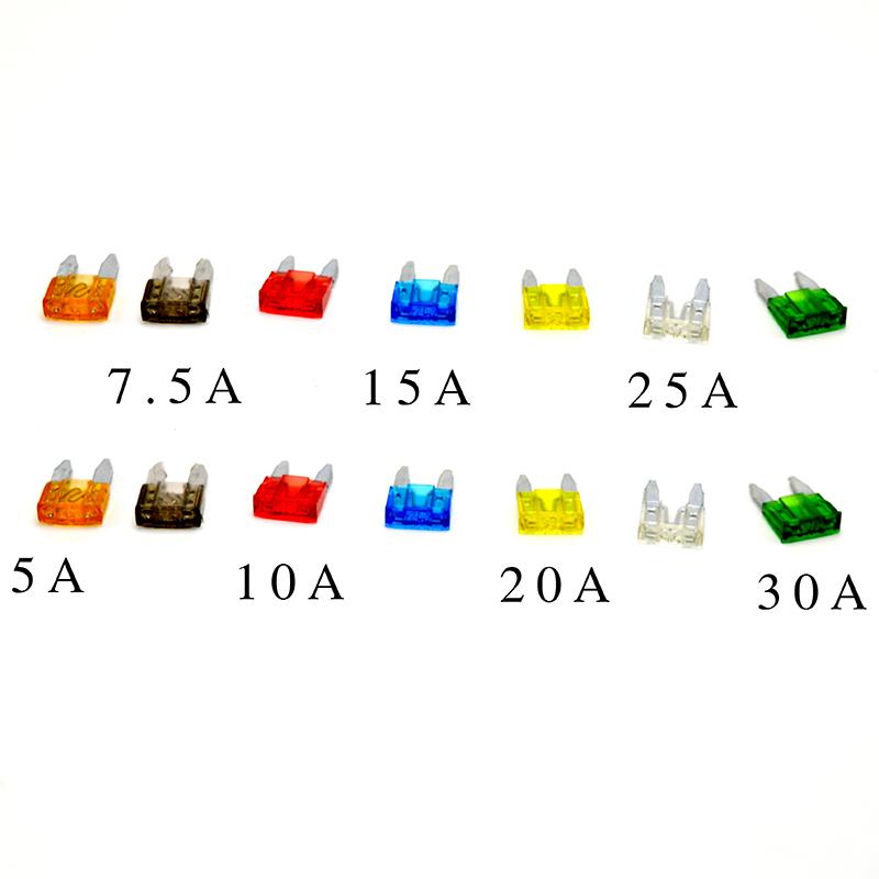 Bộ 14 cái cầu chì dùng trong xe Oto/Xe máy cỡ size S dài 11x16mm độ ổn định và an toàn tối ưu (Loại 5/7.5/10/15/20/25/30A)