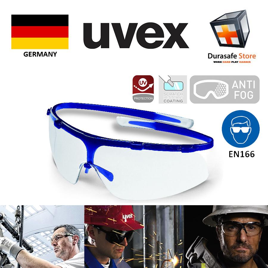 Kính bảo hộ uvex 9172265 super g safety glasses blue frame clear supravision hc-af len