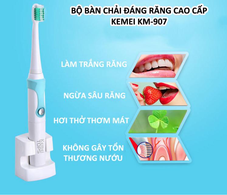 Bàn chải đánh răng điện kemei km-907 - hàng nhập khẩu