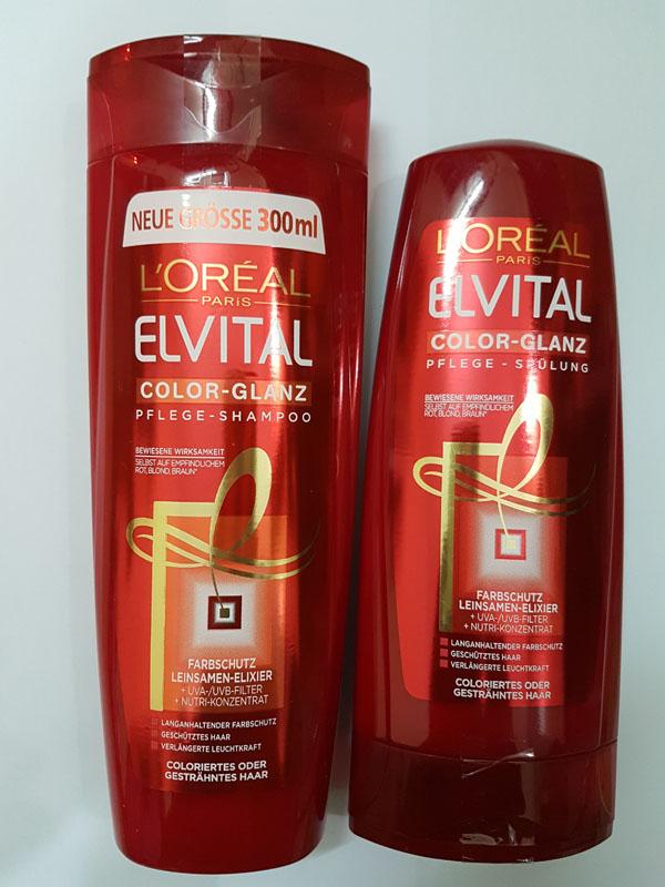 Bộ gội xả Loreal Elvital Color  Glanz dành cho tóc nhuộm, xách tay Đức