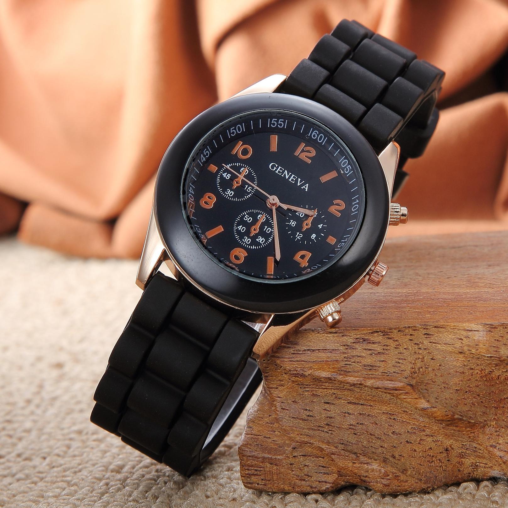 Đồng hồ unisex thời trang trẻ Geneva R3 dây Silicone siêu bền (đen)
