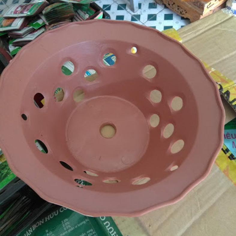 Chậu hoa lan bằng nhựa giả chậu đất nung- đk miệng 20cm