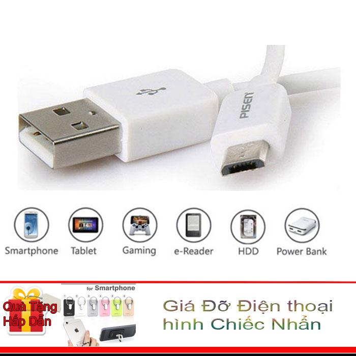 Cáp sạc pisen cho samsung + nhẫn giá đỡ đt