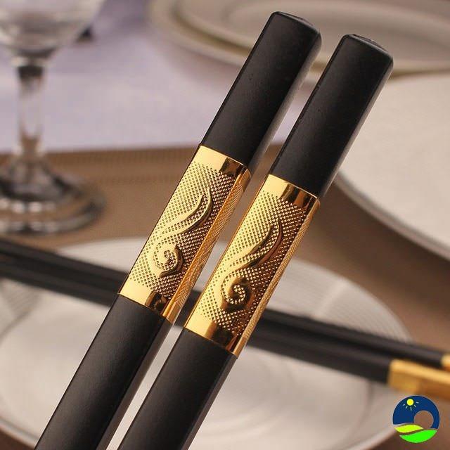 Set 10 đôi đũa sừng viền hợp kim cao cấp