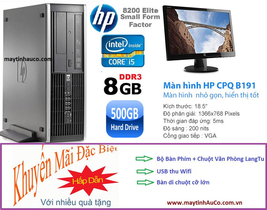  Máy tính đồng bộ HP Elite 8200 ( core i5 2400 /8G/500G ), Màn hình HP 18"inch - Bảo hành 24 tháng , Tặng Bộ Bàn phím chuột ,USB wifi  , Bàn di chuột - Hàng Nhập Khẩu 
